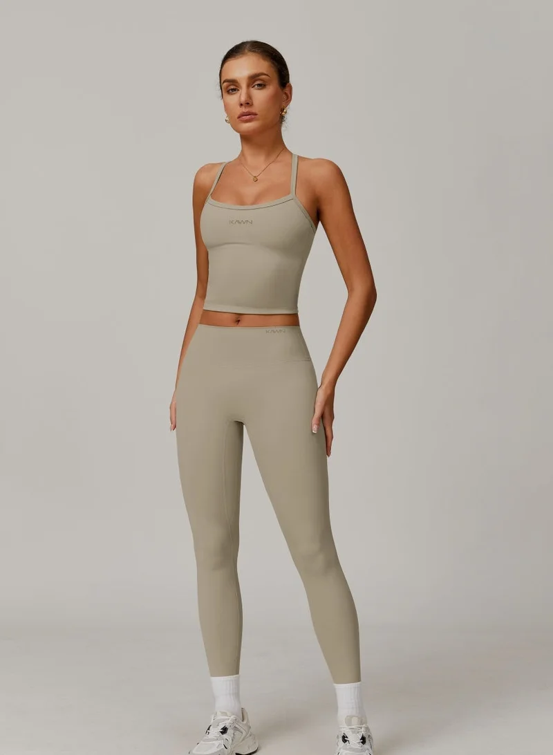 Kawn.yoga beige Womens High Waist Contour Workout sport Leggings Yoga Pants Tummy Control Running Pants for Women | Best Price UAE