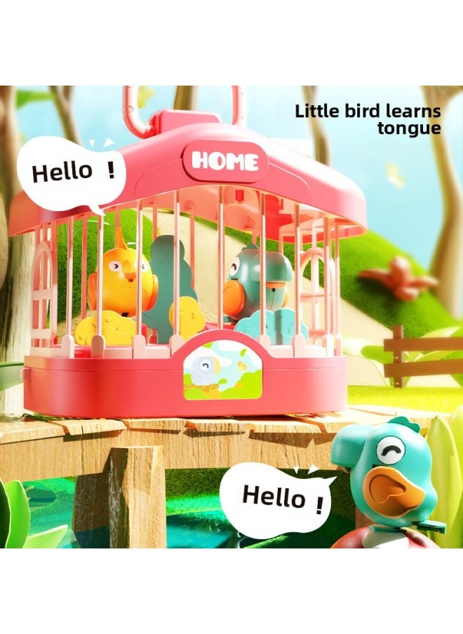 Talking Birdcage Aquarium Early Education Voice Control Induction Simulation With Light Birds Educational Music Toys-Color:Green [deluxe Edition] 2-in-1 Birdcage Fish Tank-voice Control Learning To Talk English Color Box  - Image 3
