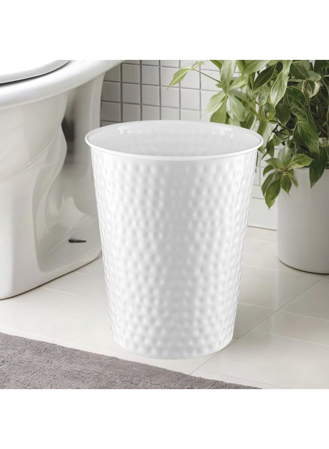 Monarch Abode Metal Wastebasket Trash Can, Hand Hammered, Bathroom Decor, White - Image 4