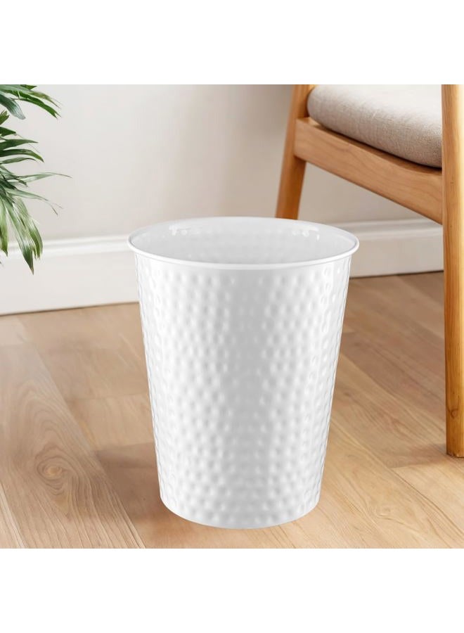 Monarch Abode Metal Wastebasket Trash Can, Hand Hammered, Bathroom Decor, White - Image 5