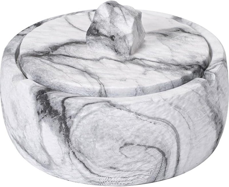 منفضة سجائر ذات ملمس رخامي مع غطاء للمكتب المنزل الفندق الفناء اللون أ - Image 1