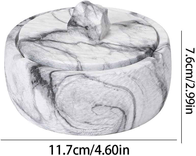 منفضة سجائر ذات ملمس رخامي مع غطاء للمكتب المنزل الفندق الفناء اللون أ - Image 3