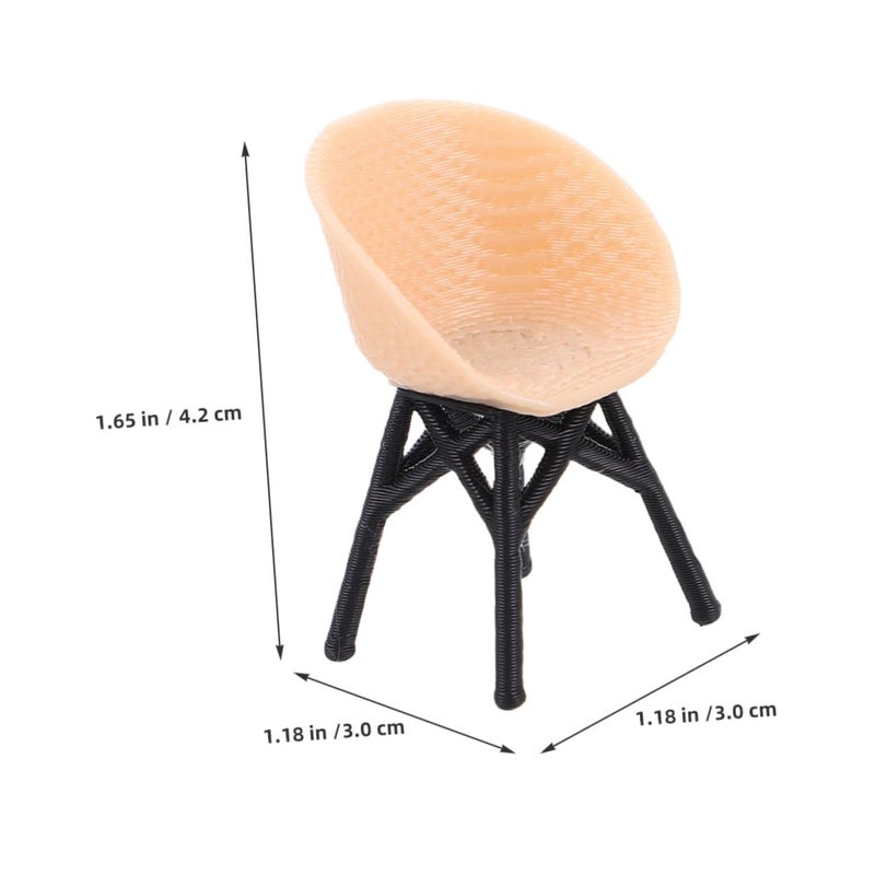 Miniature Rattan Chair 1 12 Scale Dollhouse Furniture for Balcony Scene Decoration - Image 3