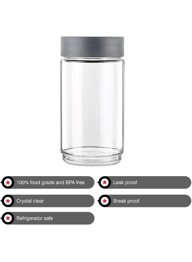 Cello Modustack Glassy Storage Jar, Stackable, Clear, 2000ml, Grey - Image 4