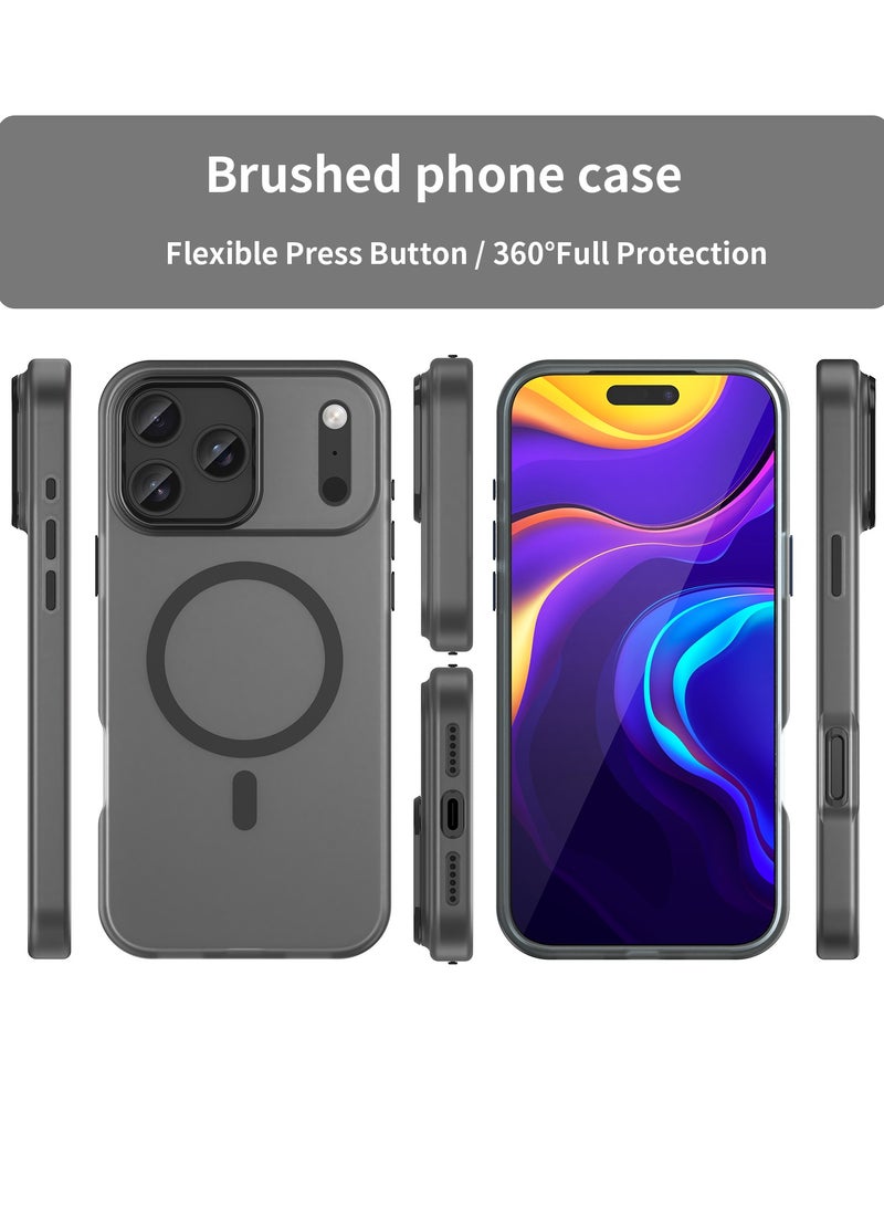 Abania iPhone 17 Pro Max Case Compatible with MagSafe, Magnetic Translucent Brushed Matte Black Phone Case, Anti-Yellowing & Anti-Fingerprint, Slim Fit Hard Back Soft Bumper Protective iPhone 17 Pro Max Cover - Image 2
