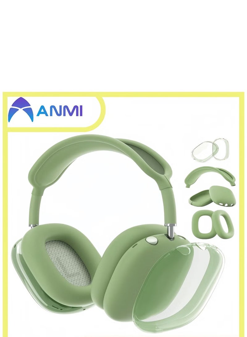 Anmi Anmi Silicone Headphone ,Pertain For for Apple AirPods Max 4-in-1 Headphones Soft TPU Ear Cups Cover/Ear Pad Case Cover/Headphone Case Protective Skin Kit Accessories (Green) 