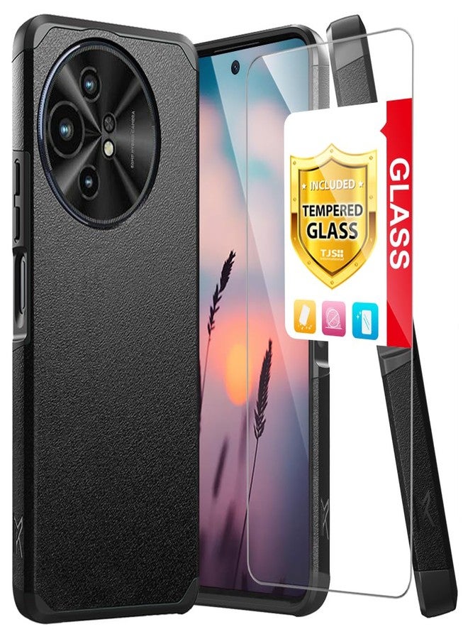 TJ's TJS Compatible for TCL 50 XL 5G Case, TCL 60 XL NXTPAPER 5G Case, with Tempered Glass Screen Protector, Dual Layer Hybrid Magnetic Support Shockproof Heavy Duty Cover Phone Case (Black) - Image 1