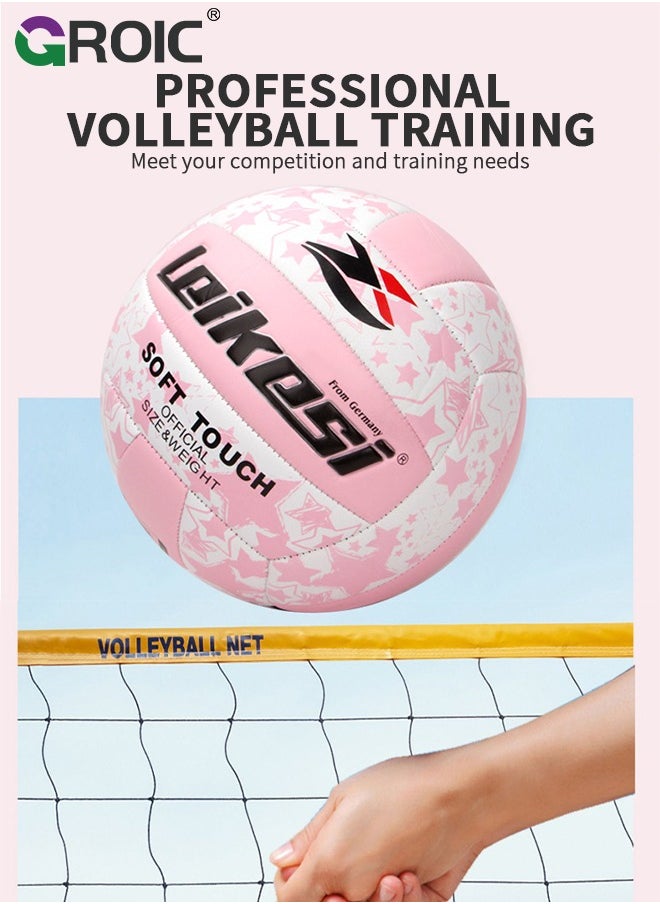 GROIC Volleyball Official Size 5,Waterproof Volleyball Light Touch Recreational Ball,Volleyball for Indoor, Outdoor and Play Game Gym Workout,PU Leather Training Practice Volley Balls  - Image 4
