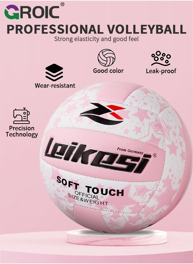 GROIC Volleyball Official Size 5,Waterproof Volleyball Light Touch Recreational Ball,Volleyball for Indoor, Outdoor and Play Game Gym Workout,PU Leather Training Practice Volley Balls  - Image 2