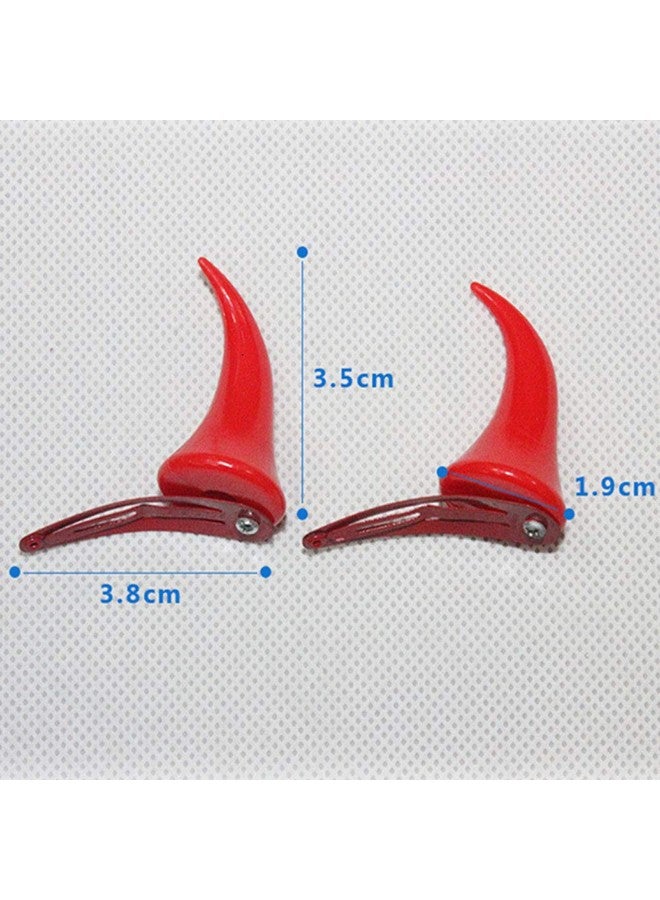 BinaryABC مشابك شعر قرون الشيطان للهالوين - إكسسوار تنكر للهالوين (زوج واحد) - Image 2