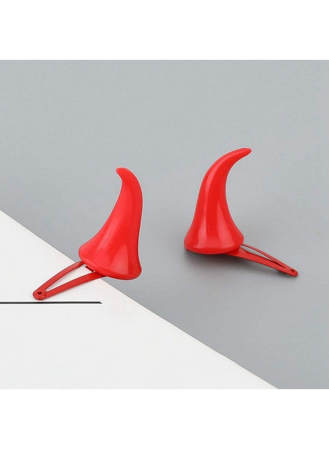 BinaryABC مشابك شعر قرون الشيطان للهالوين - إكسسوار تنكر للهالوين (زوج واحد) - Image 3