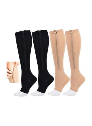 2 Pairs-black/beige