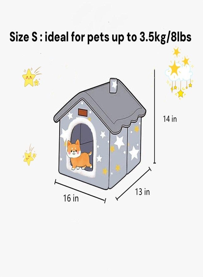 Scnbom Dog House Indoor Puppy Cave Cat Nest Kennel Pet Bed Portable Memory Sponge Foldable Houses with Cushion (Grey, S:Size fits 3.5kg/8lbs (Pets)) - Image 5