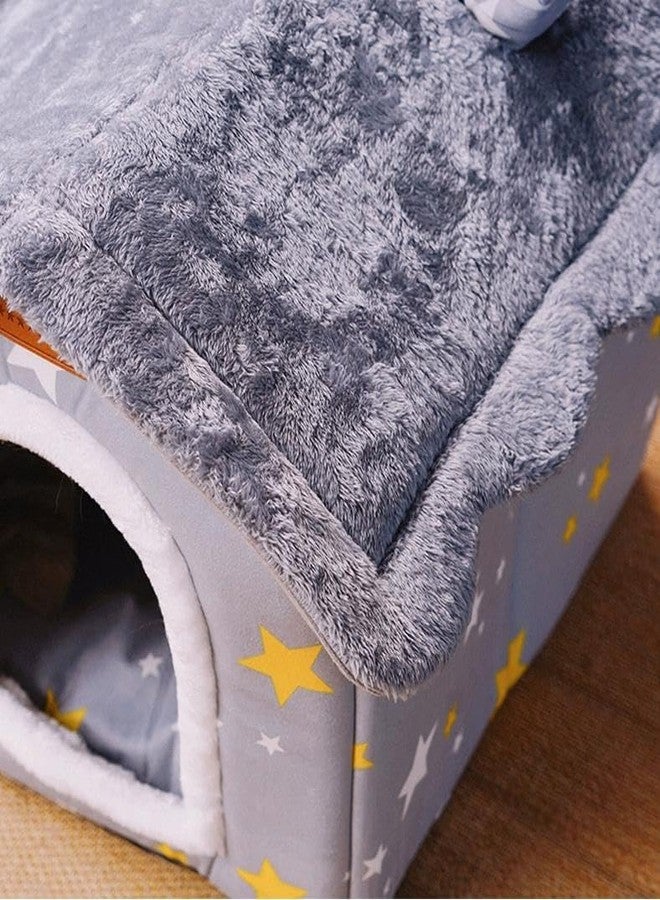 Scnbom Dog House Indoor Puppy Cave Cat Nest Kennel Pet Bed Portable Memory Sponge Foldable Houses with Cushion (Grey, S:Size fits 3.5kg/8lbs (Pets)) - Image 3