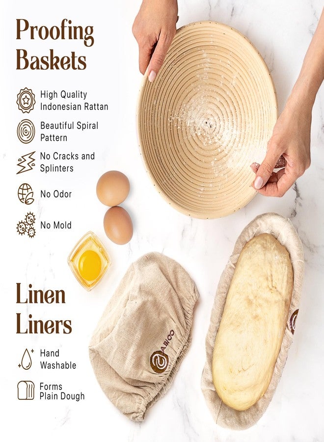 ABIOTO Sourdough Bread Baking Supplies with 24oz Starter Jar, 9" Round & 10" Oval Indonesian Rattan Baskets, Bread Lame, Danish Whish, Scrapers, Slings, and Mat - 21 Piece Sourdough Starter Kit for Beginners - Image 5
