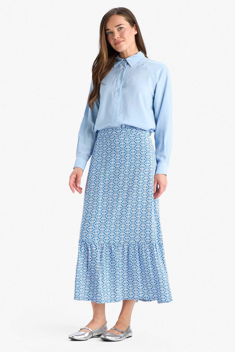 DeFacto Blue Woman Printed Maxi Skirt Casual - Image 2