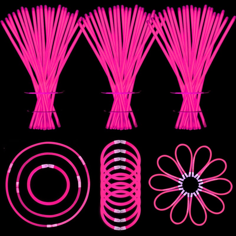 YOFOBU 150 PCS Pink Glow Sticks Bracelets Necklaces 8 Glowsticks Bulk with Connectors Glow In The Party Supplies Glowing Neon Party Favors for Mothers Day 4th of July Gender Reveal Wedding Birthday - Image 2