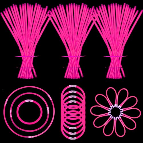YOFOBU 150 PCS Pink Glow Sticks Bracelets Necklaces 8 Glowsticks Bulk with Connectors Glow In The Party Supplies Glowing Neon Party Favors for Mothers Day 4th of July Gender Reveal Wedding Birthday - Image 1