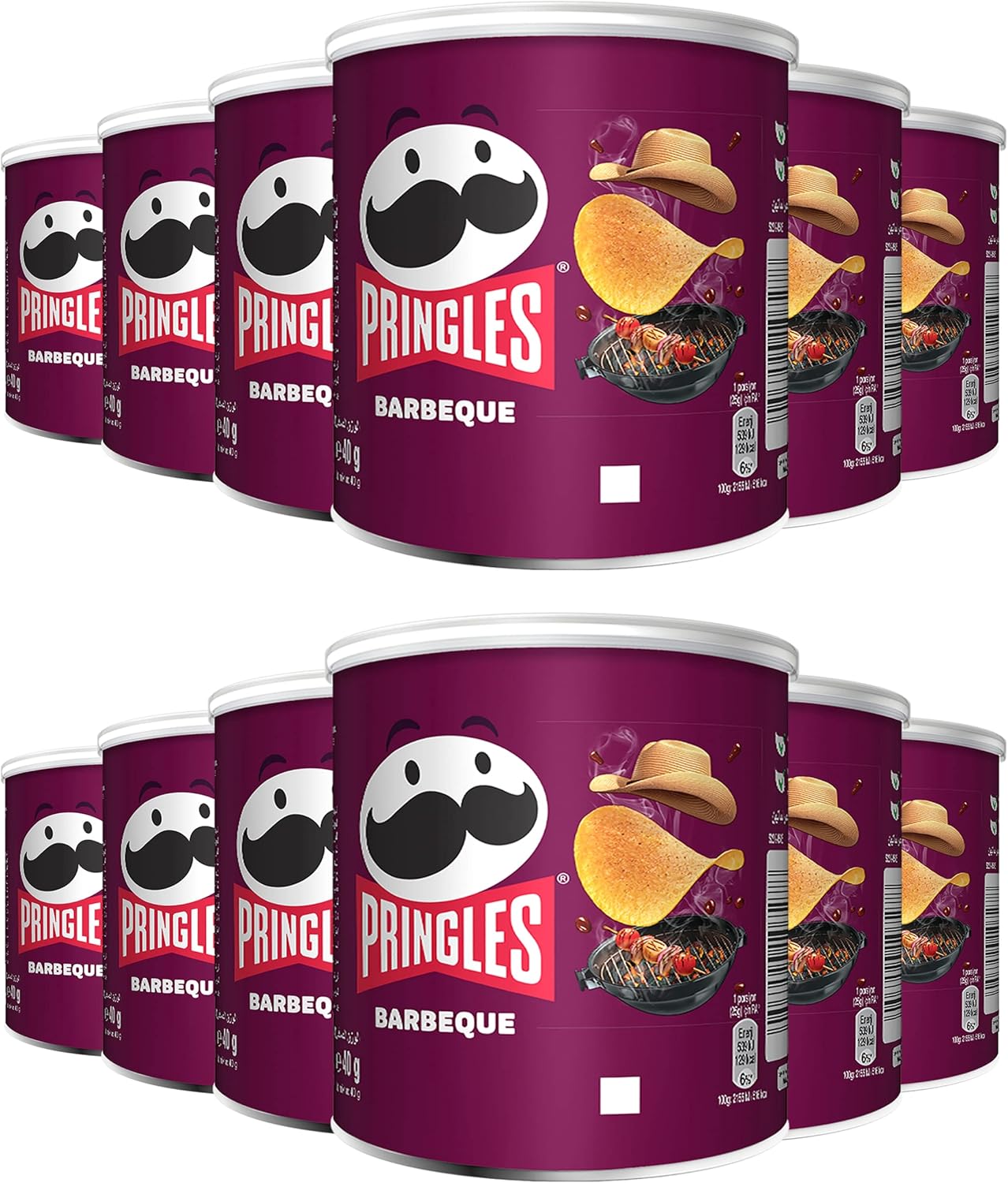 Pringles Barbeque Flavour Potato Chips - 40g Pack of 12 Cans