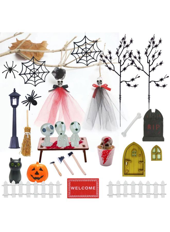 Loquat Micro-scene Luminous Ornaments Set Mini Broom Doll House Spider Ghost Bride Model Props-Color:Luminous 21-piece Set 【GL-52】】 - Image 3