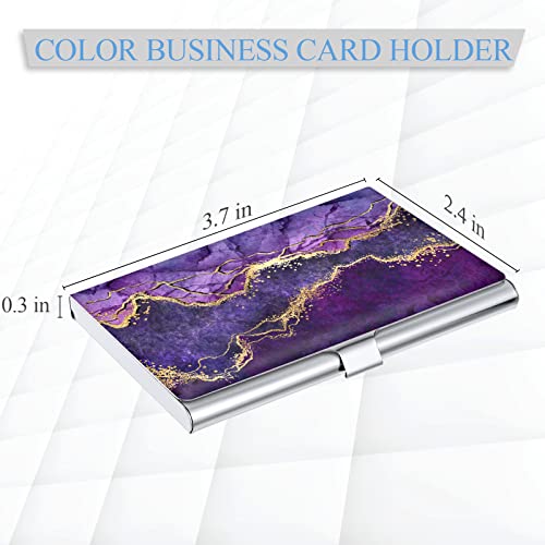 xiviers Business Card Holder，Color Printing Men's and Women's Business Card Case，Ultra-Thin Metal Business Card Organizer，Carry-on Pocket Wallet Business Card Holder,Purple Marble - Image 2