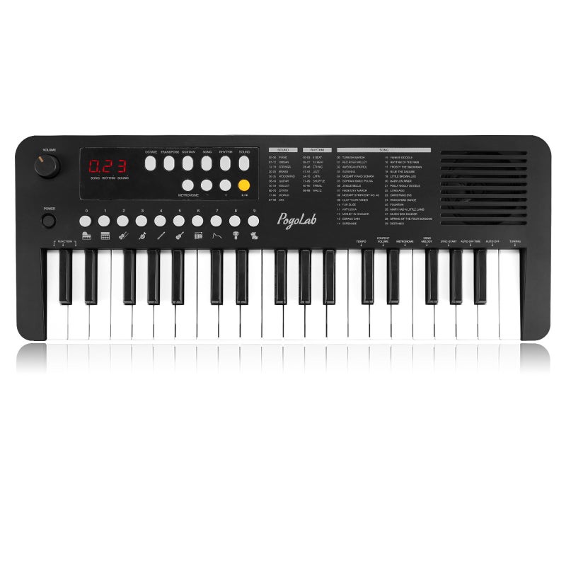 POGOLAB MK1 37 Keys Kids Keyboard Piano, Mini Portable Multi-Function Piano with Excellent Sound Quality, Built-In Speaker & LED Display, Small Electric Music Keyboard Gift for Beginners (Black) - Image 1