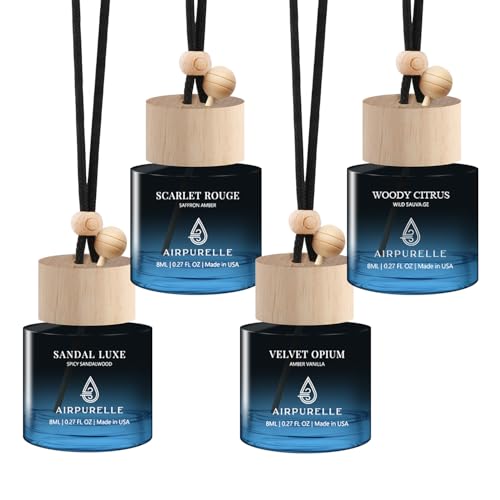 AirPurelle Car Air Freshners Hanging 4 Pack Long Lasting Air Freshener for Car 90 Days Fragrance Oil Diffuser Gift Set Four 027 FL OZ8ML Premium Car Fresheners Scent Made in USA Mothers Day Gift - Image 1
