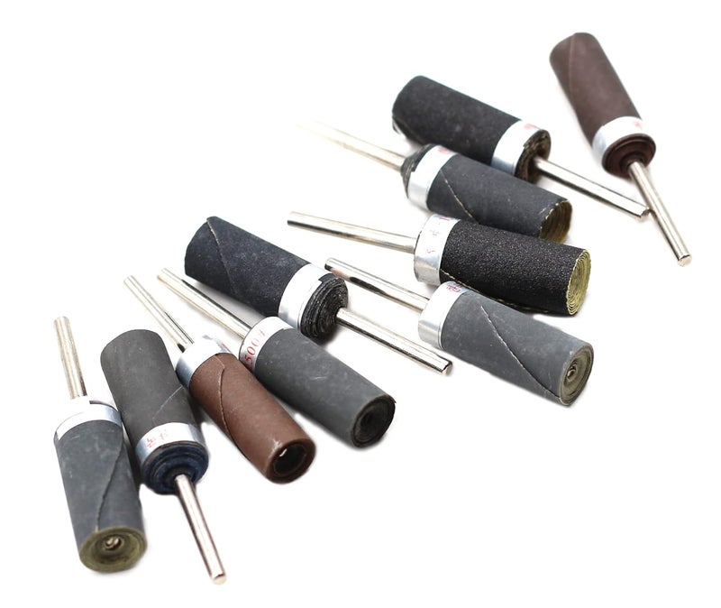 Chiloskit Sanding Drums for Rotary Tool, Wet Dry Sandpaper Stick and Sleeves Rod Bit for Rotary Tool Accessories Jewelry Polishing Tool,1/8 Shank (180-2500 Grit(10PICS)) - Image 1