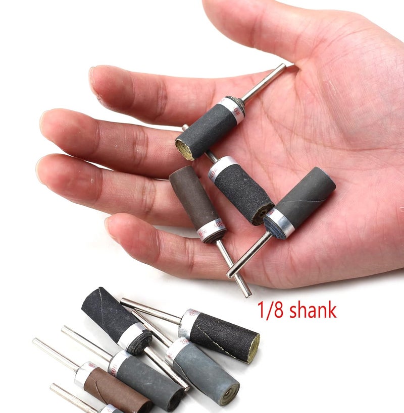 Chiloskit Sanding Drums for Rotary Tool, Wet Dry Sandpaper Stick and Sleeves Rod Bit for Rotary Tool Accessories Jewelry Polishing Tool,1/8 Shank (180-2500 Grit(10PICS)) - Image 2