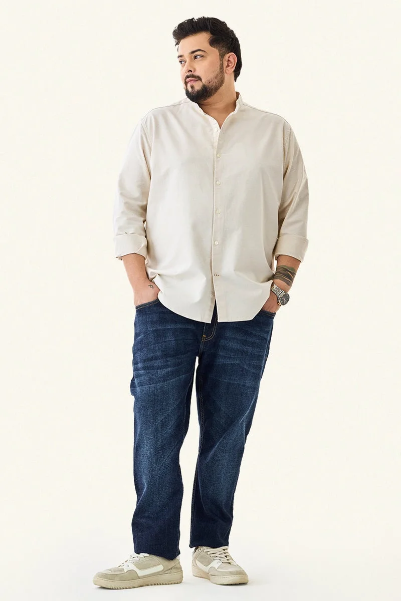 سنيتش قميص قطني % مقاس كبير بياقة ماندرين