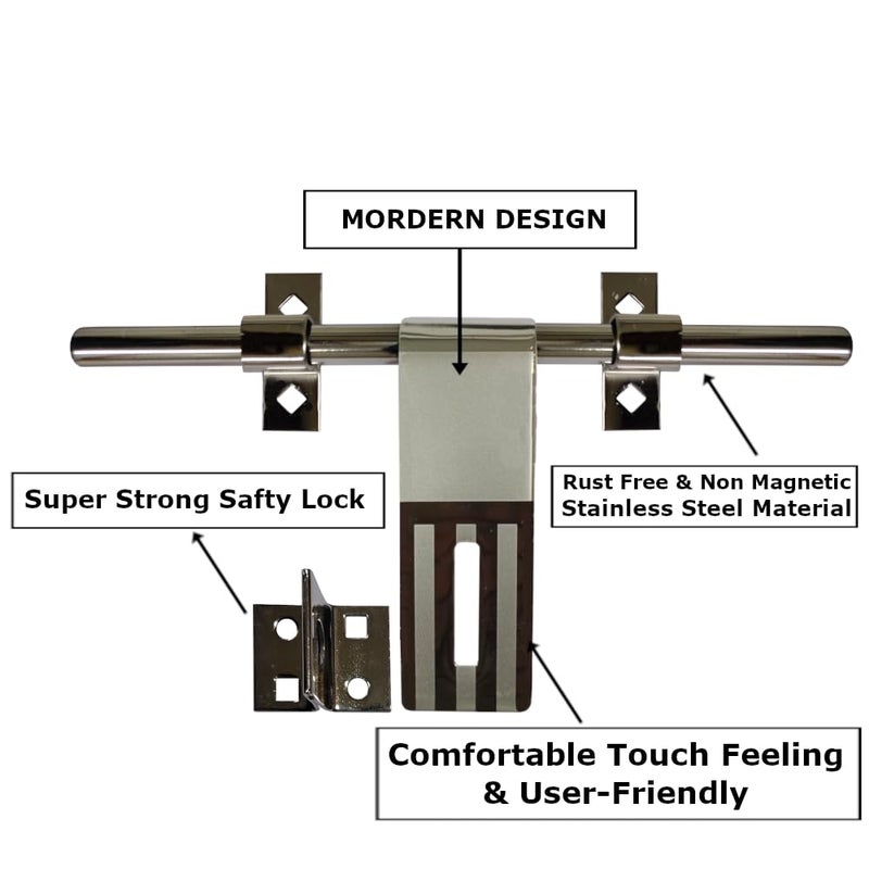 CIRCLE Stainless Steel Door Accessories SetMain Door kitDoor Fittings Full SetDoor Hardware Accessories KitGate HardwareDoor KUNDI1 Al Drop 1 Latch 2 Handles 1 Tower Bolt and 1 Door Stopper - Image 4