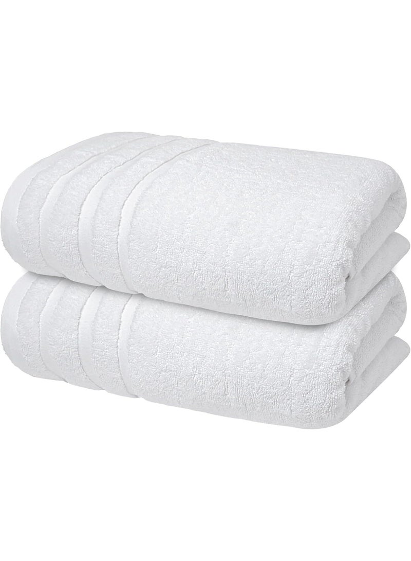 Premium Cotton Bath Towels Set of 2 (70 x 140 cm) Soft, Highly Absorbent, Quick Dry Towel - Perfect Towels for Bathroom, Gym Towel, Spa & Hotel (Brilliant White) - Image 1