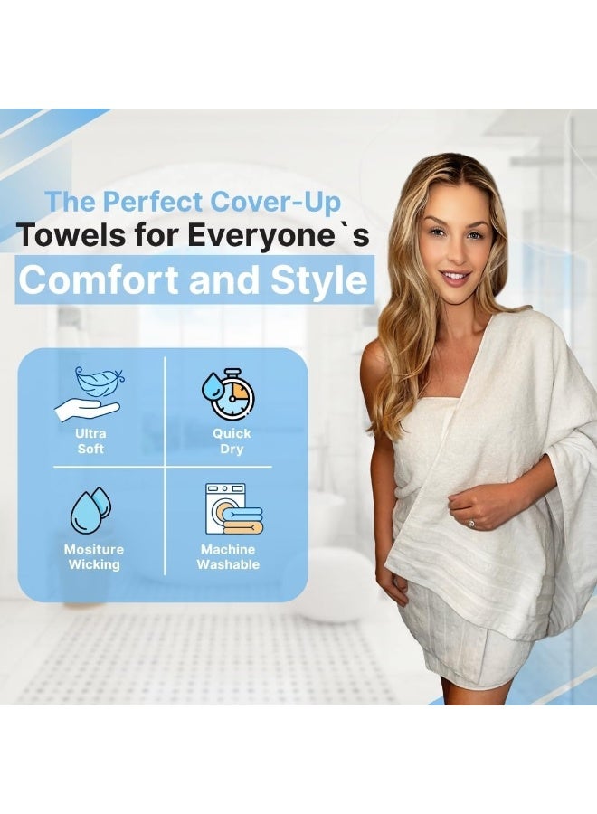 Premium Cotton Bath Towels Set of 2 (70 x 140 cm) Soft, Highly Absorbent, Quick Dry Towel - Perfect Towels for Bathroom, Gym Towel, Spa & Hotel (Brilliant White) - Image 2
