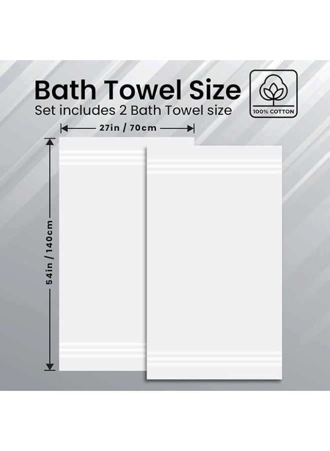 Premium Cotton Bath Towels Set of 2 (70 x 140 cm) Soft, Highly Absorbent, Quick Dry Towel - Perfect Towels for Bathroom, Gym Towel, Spa & Hotel (Brilliant White) - Image 4