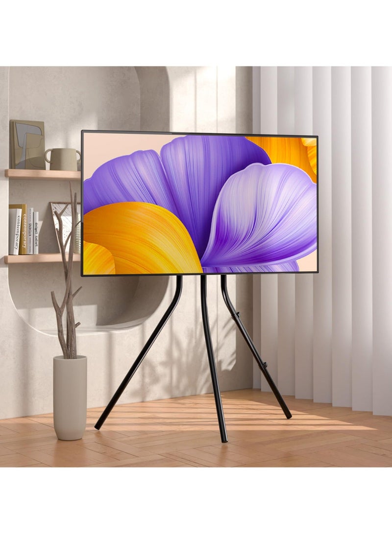 والالا حامل تلفزيون مع قاعدة ثلاثية القوائم لشاشات مسطحة مقاس 42-86 بوصة، حامل فني تلفزيوني قابل لضبط الارتفاع لغرفة المعيشة مع روابط كابلات، سعة تحميل قصوى 143.3 رطل، لغرفة النوم وغرفة المعيشة والاستوديو - Image 2