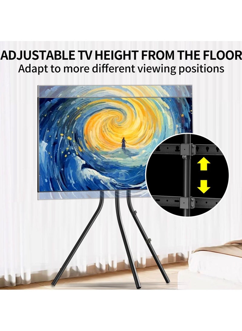والالا حامل تلفزيون مع قاعدة ثلاثية القوائم لشاشات مسطحة مقاس 42-86 بوصة، حامل فني تلفزيوني قابل لضبط الارتفاع لغرفة المعيشة مع روابط كابلات، سعة تحميل قصوى 143.3 رطل، لغرفة النوم وغرفة المعيشة والاستوديو - Image 3