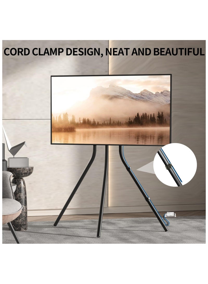 والالا حامل تلفزيون مع قاعدة ثلاثية القوائم لشاشات مسطحة مقاس 42-86 بوصة، حامل فني تلفزيوني قابل لضبط الارتفاع لغرفة المعيشة مع روابط كابلات، سعة تحميل قصوى 143.3 رطل، لغرفة النوم وغرفة المعيشة والاستوديو - Image 4