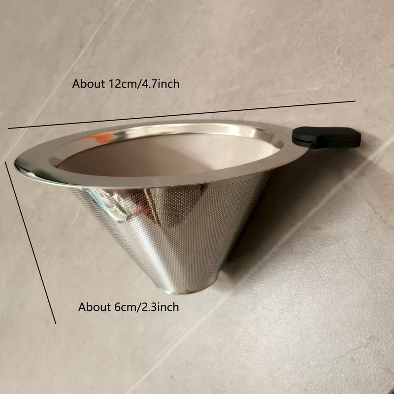 1PC Stainless Steel Double Layer Tea Filter Funnel For Draining Water And Coffee Suitable For Home Or Office Use - Image 2