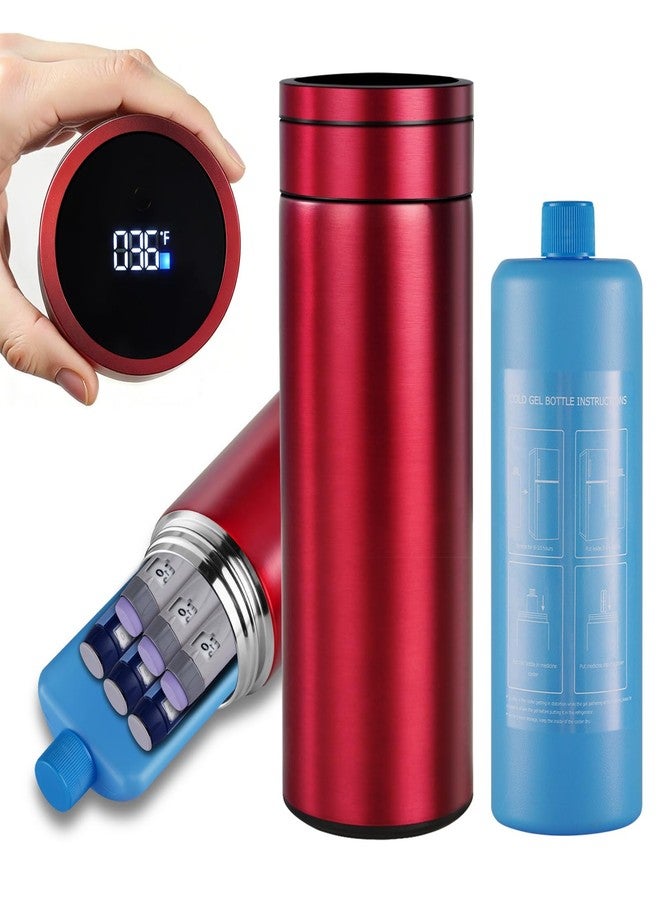 Bogush 60H Insulin Pens Cooler Travel Case Temp Display Medication Cooler for Travel TSA Approved Medicine Cooler Medical Diabetic Travel Cooler Bag Epipen Carry Case (Red) - Image 1