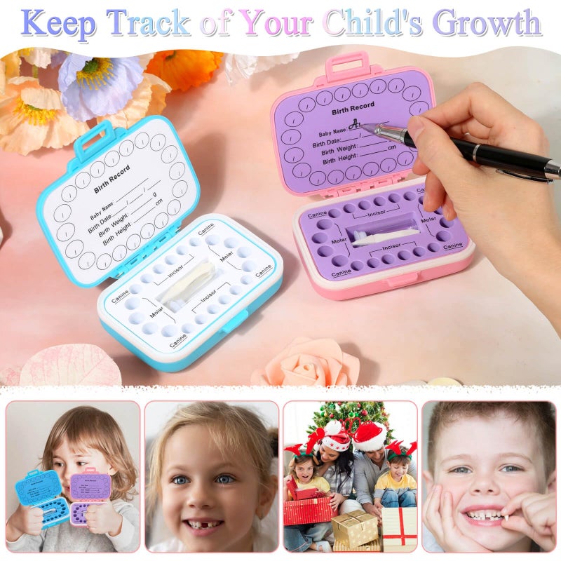Caffox 2 Pack Tooth Holders for Kids Keepsake, Tooth Fairy Box, First Tooth Keepsake Box, Tooth Collection Container Boxes for Lost Teeth for Kids, Baby Teeth Saver Storage Case (Rainbow and Dinosaur) - Image 4