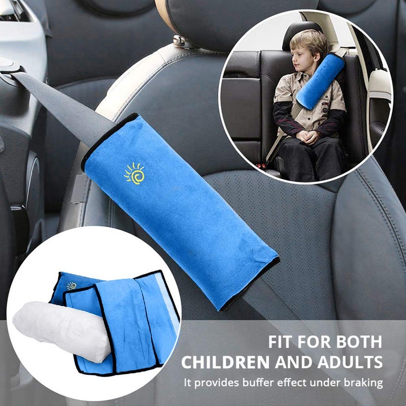 COFFLED 2PC Blue Seat Belt Pillow for Kids, Baby Seatbelt Pillow, Carseat Pillow Protector for Toddler Travel, Kids Travel Seat Belt Pillow, Seatbelt Strap Covers for Child Infant - Image 2