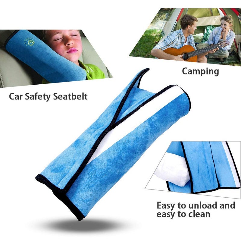 COFFLED 2PC Blue Seat Belt Pillow for Kids, Baby Seatbelt Pillow, Carseat Pillow Protector for Toddler Travel, Kids Travel Seat Belt Pillow, Seatbelt Strap Covers for Child Infant - Image 4