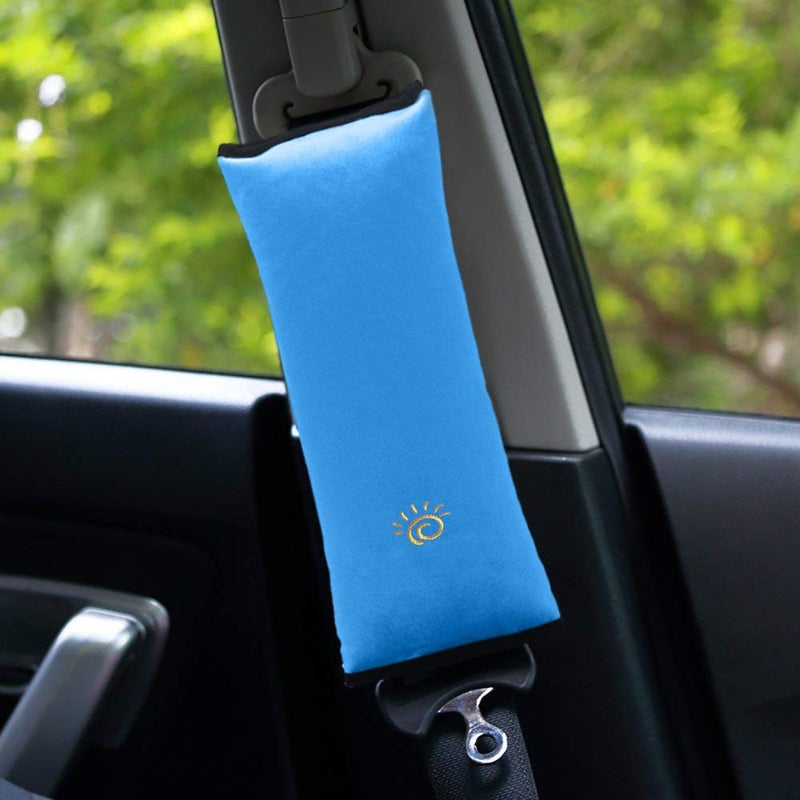 COFFLED 2PC Blue Seat Belt Pillow for Kids, Baby Seatbelt Pillow, Carseat Pillow Protector for Toddler Travel, Kids Travel Seat Belt Pillow, Seatbelt Strap Covers for Child Infant - Image 5