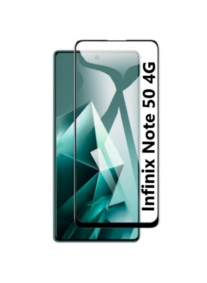Screen Protector For  Infinix Note 50 4G , 5D Tempered Glass Protector 9H Hardness, Bubble Free, HD Clear Infinix Note 50 4G Screen Protector