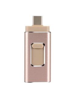 AROAQ 128GB USB Flash Drive, Shock Proof 3-in-1 External USB Flash Drive, Safe And Stable USB Memory Stick, Convenient And Fast Metal Body Flash Drive, Gold Color (Type-C Interface + apple Head + USB Local)  - Image 1