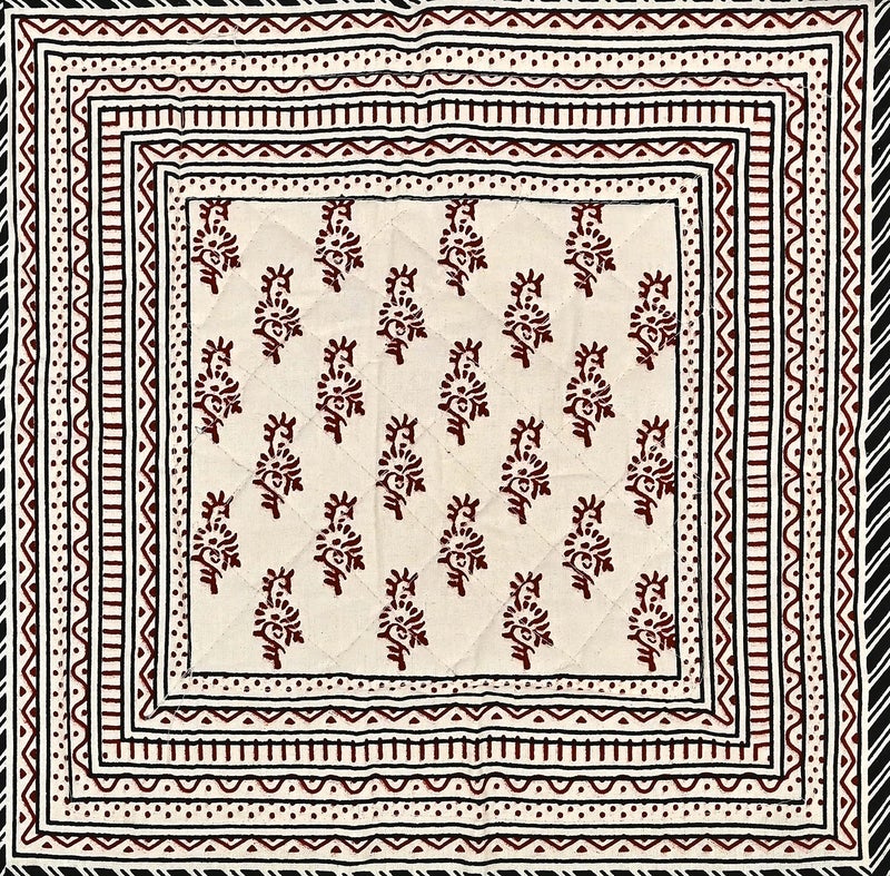 Blizz Mont | Handblock Bagru Printed Cushion Cover | Pure Cotton | Size- 16 x 16 inches | Set of 5 | Lining - Image 4