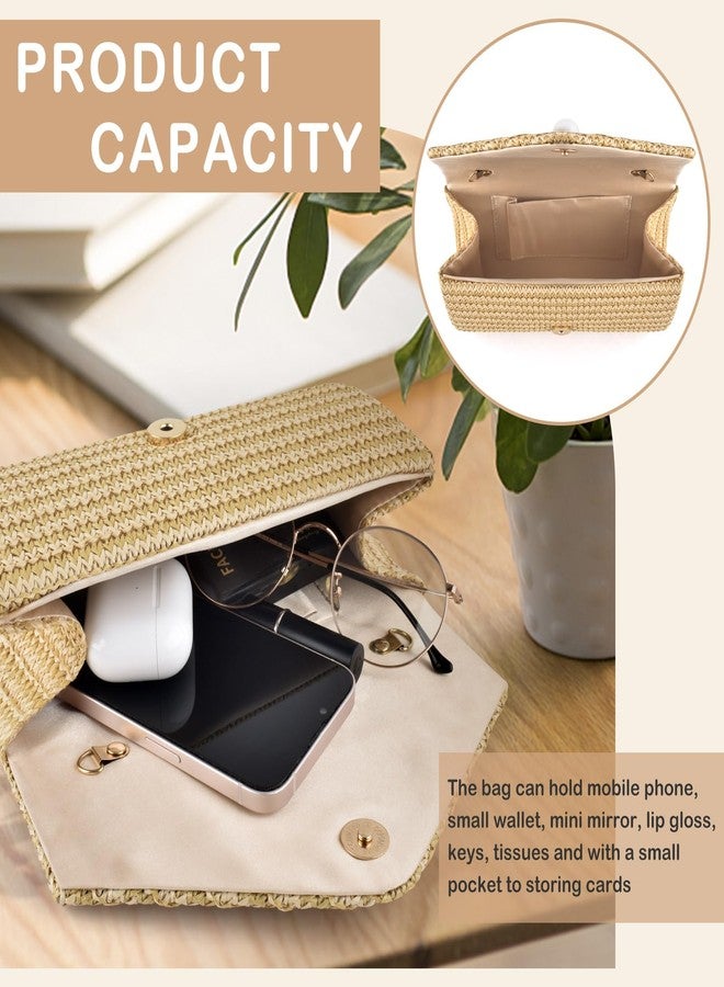 PACETAP Straw Clutch Purse for Women, Pearl Decoration Boho Crossbody Bags Handbags for Beach Travel Vacation Party Prom - Image 4
