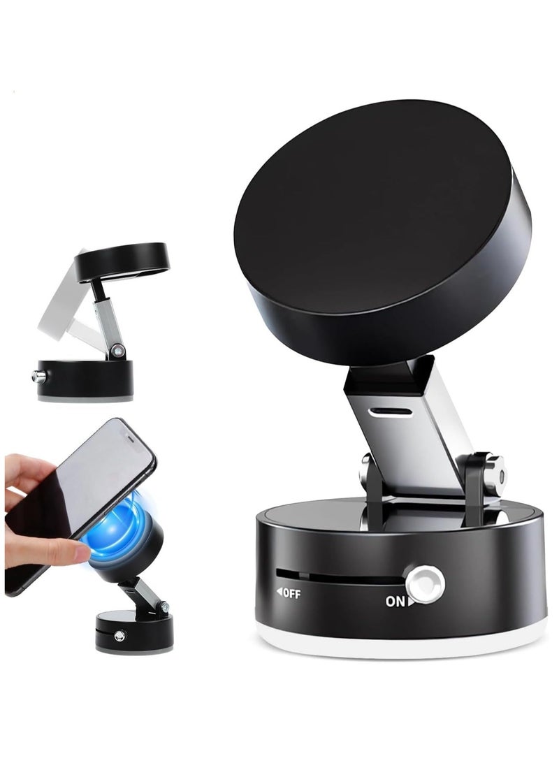 beteno Vacuum Magnetic Suction Phone Holder, 2025 New Foldable & Retractable Double-Sided Magnetic Phone Mount, Folding Swivel Stand for Car, Mirror & Gym (Black)  - Image 1