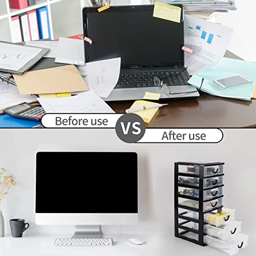 Rempry Mini Plastic Drawers Organizer, 7.1"cx5.1"x13.2" Small Storage Drawers Containers with 7 Clear Drawer Units, Black - Image 4