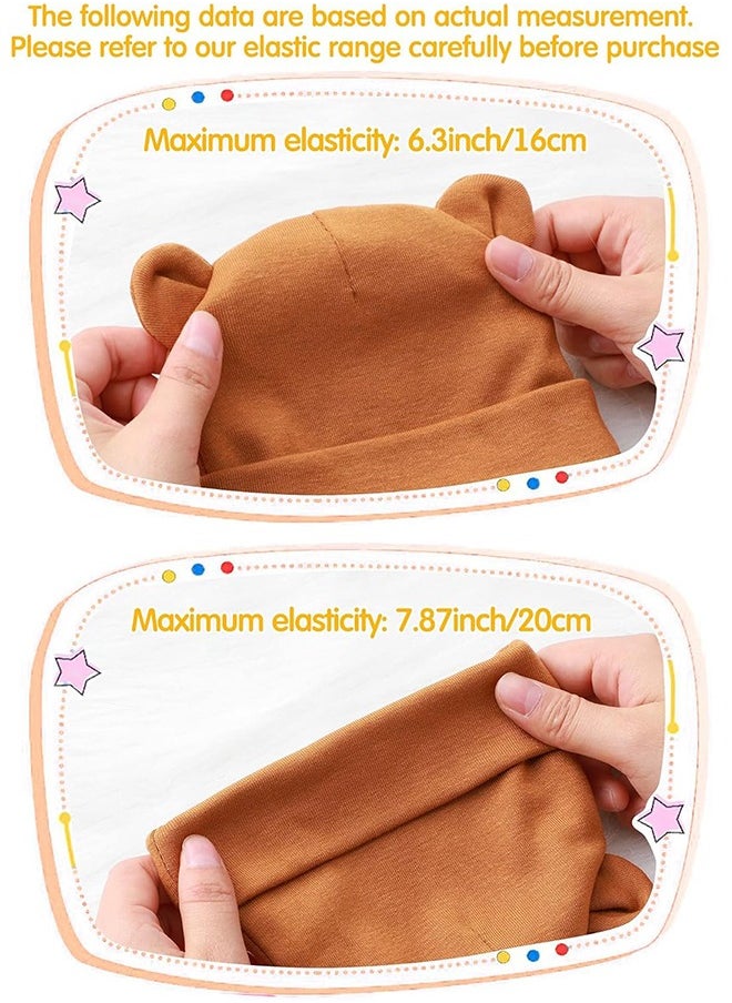 Arabest Baby Fetal Cap Gloves Set, 6 Sets Newborn Cute Cotton  Hat Mittens Baby Beanie Maternity Birth Accessories (White, Grey, Blue, Black, Dark Blue, Brown)  - Image 4